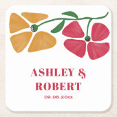 Helle und farbenfrohe Hochzeitsempfehlung im Jugen Rechteckiger Pappuntersetzer (Vorderseite)