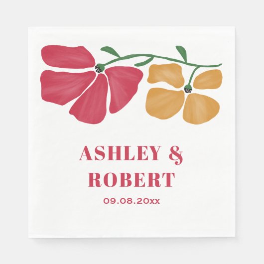 Helle und farbenfrohe Hochzeitsempfehlung im Jugen Serviette (Vorderseite)