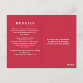 Helle und farbenfrohe Hochzeitserie RSVP und Detai Postkarte (Rückseite)