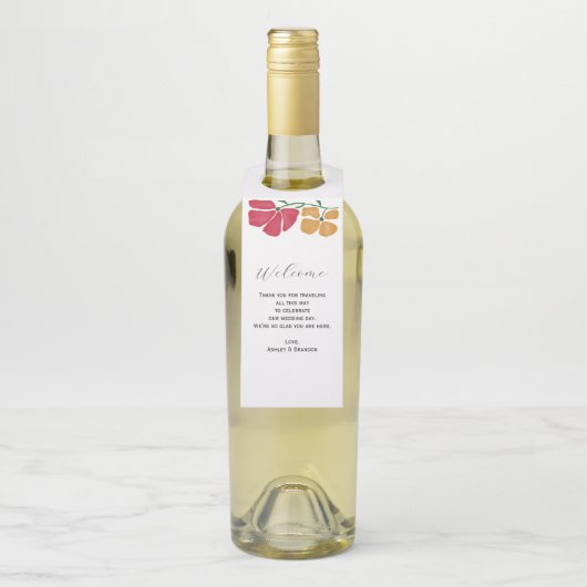 Helle und farbenfrohe Hotelgäste Begrüßung Flaschenanhänger (Auf Flasche)