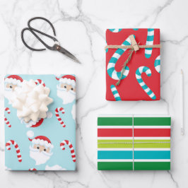Helle und farbenfrohe Kinder Weihnachtsgeschenk Geschenkpapier Set