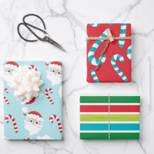 Helle und farbenfrohe Kinder Weihnachtsgeschenk Geschenkpapier Set