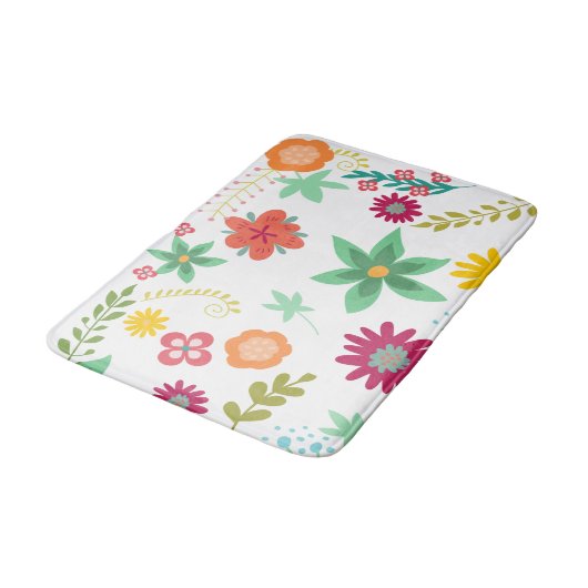 Helle und farbenfrohe Kunst und Blume Badematte (Schrägansicht)