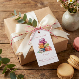 Helle und farbenfrohe Macaroonkuchen Geschenkanhänger