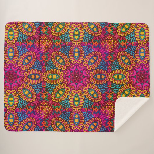 Helle und farbenfrohe Mandala Sherpadecke (Vorderseite (Horizontal))