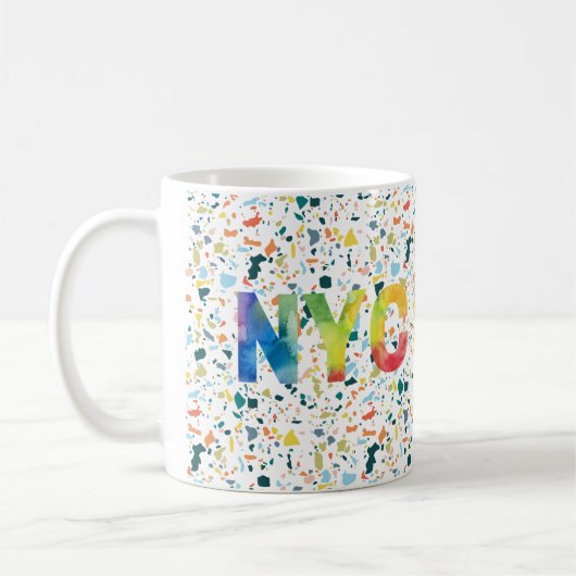 Helle und farbenfrohe New York City Kaffeetasse (Links)
