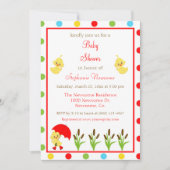 Helle und farbenfrohe Polka Dots Babydusche Einladung (Vorderseite)