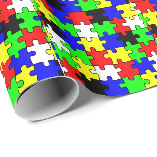 Helle und farbenfrohe Puzzleteile Geschenkpapier (Rolleneckpunkt)