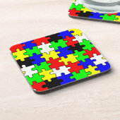 Helle und farbenfrohe Puzzleteile Getränkeuntersetzer (Linke Seite)