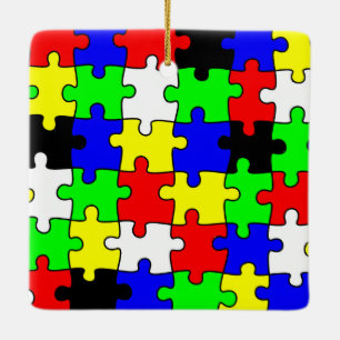 Helle und farbenfrohe Puzzleteile Keramikornament