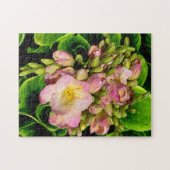 Helle und farbenfrohe rosa und grüne Blume Puzzle (Horizontal)