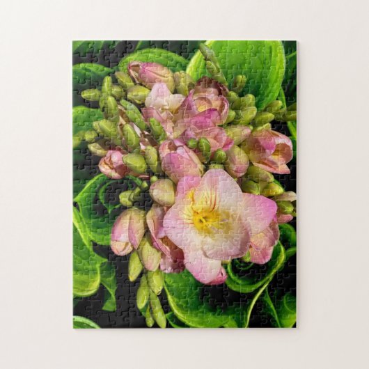Helle und farbenfrohe rosa und grüne Blume Puzzle (Vertikal)
