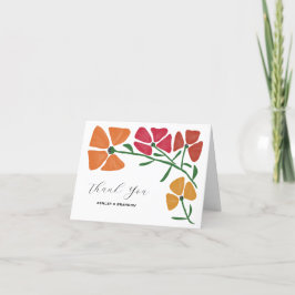Helle und farbenfrohe Rosa- und Orangefarbene Hoch Dankeskarte