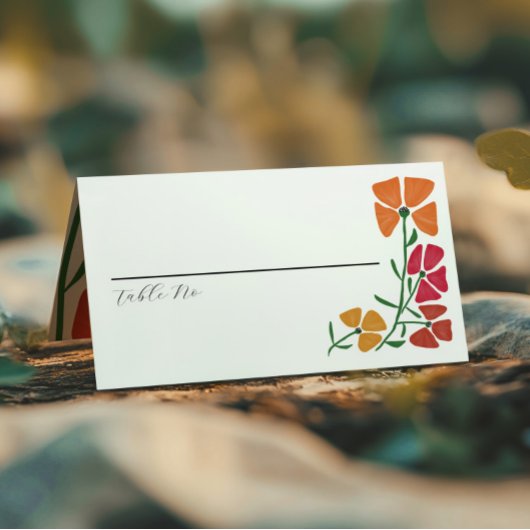 Helle und farbenfrohe Rosa- und Orangefarbene Hoch Platzkarte