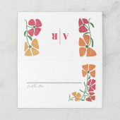 Helle und farbenfrohe Rosa- und Orangefarbene Hoch Platzkarte (Außenseite Aufgefaltet)