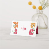 Helle und farbenfrohe Rosa- und Orangefarbene Hoch Platzkarte (Rückseite)