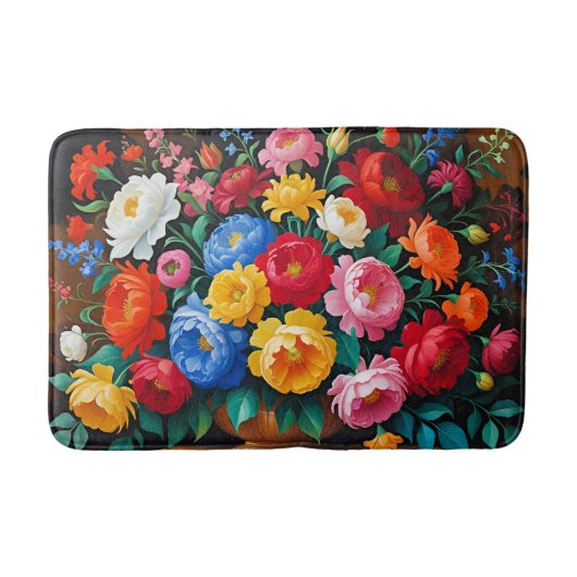 Helle und farbenfrohe Rosen Badematte (Vorderseite)