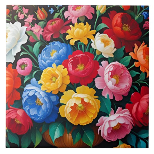 Helle und farbenfrohe Rosen Fliese (Vorderseite)