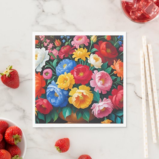 Helle und farbenfrohe Rosen Serviette (Beispiel)