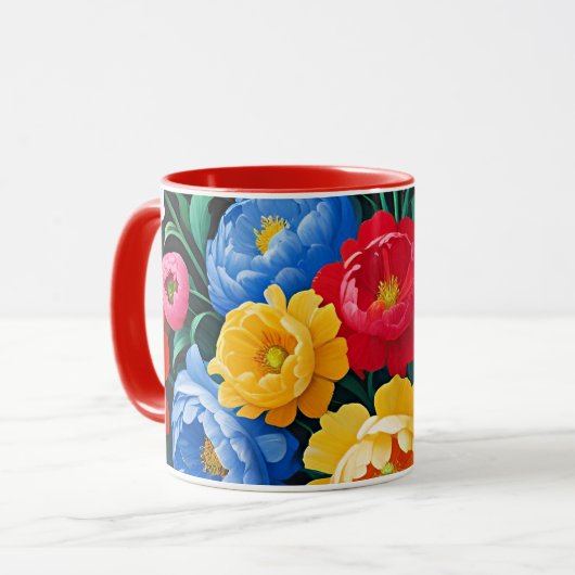 Helle und farbenfrohe Rosen Tasse (Vorderseite Links)