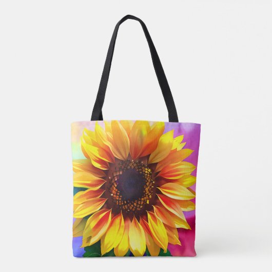 Helle und farbenfrohe Sonnenblumenbeutel Tasche (Rückseite)
