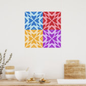 Helle und farbenfrohe Vier Herzen Poster (Küche)