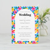 Helle und fette Hippie Blume Arch Form Hochzeit Einladung (Stehend Vorderseite)