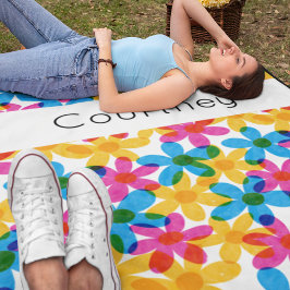 Helle und fette Hippie-Blume Retro Floral Fleecedecke