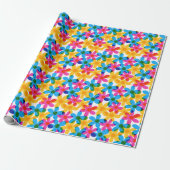 Helle und fette Hippie-Blume Retro Floral Geschenkpapier (Ungerollt)
