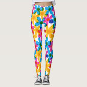 Helle und fette Hippie-Blume Retro Floral Leggings (Vorderseite)