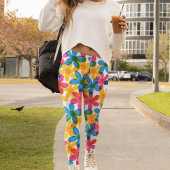 Helle und fette Hippie-Blume Retro Floral Leggings