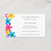 Helle und fette Hippie-Blume Retro Floral Visitenkarte (Vorderseite)