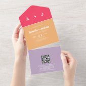 Helle und fette Retro-Hochzeit All In One Einladung (Abreißen)