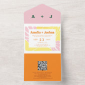 Helle und fette Retro-Hochzeit All In One Einladung (Innen Boden)