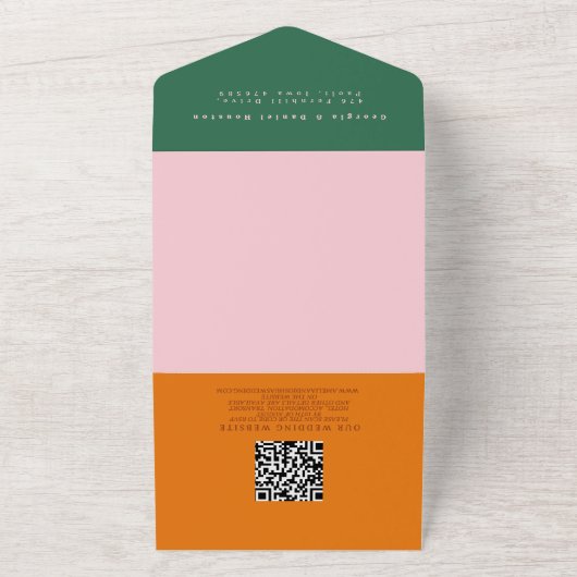 Helle und fette Retro-Hochzeit All In One Einladung (Außenbereich)