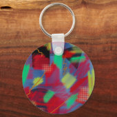 Helle und fröhliche Abstrakte Digital Art Monogram Schlüsselanhänger (Rückseite)