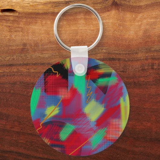 Helle und fröhliche Abstrakte Digital Art Monogram Schlüsselanhänger (Rückseite)