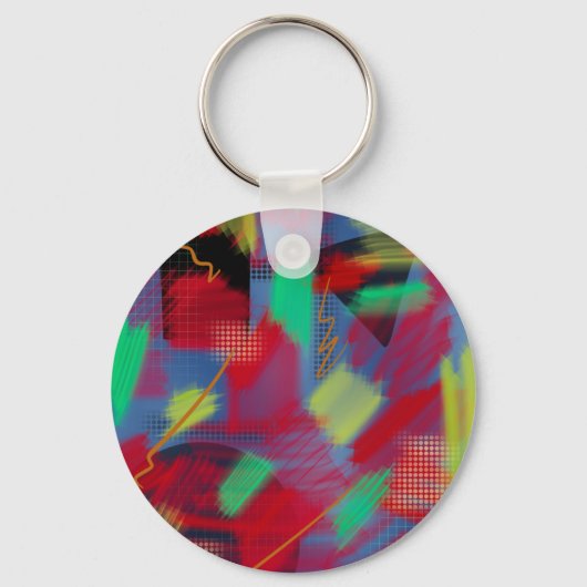 Helle und fröhliche Abstrakte Digital Art Monogram Schlüsselanhänger (Rückseite)