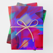 Helle und fröhliche Abstrakte Digitale Kunst 3 Far Geschenkpapier Set (Beispiel)