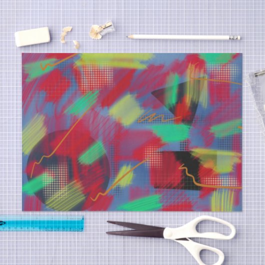 Helle und fröhliche Abstrakte digitale Kunst Seidenpapier (Handwerk)