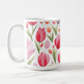Helle und fröhliche Frühlingswasserfarbe Rosa Tulp Kaffeetasse (Links)