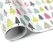 Helle und fröhliche handGezeichnet Weihnachtsbaume Geschenkpapier (Rolleneckpunkt)