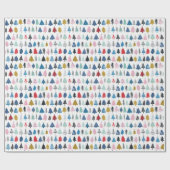 Helle und fröhliche handGezeichnet Weihnachtsbaume Geschenkpapier (Flach)