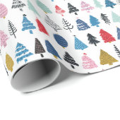 Helle und fröhliche handGezeichnet Weihnachtsbaume Geschenkpapier (Rolleneckpunkt)