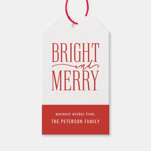 Helle und fröhliche Moderne Feiertage Roter Feiert Geschenkanhänger (Vorderseite)