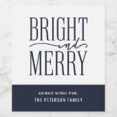 Helle und fröhliche moderne Holiday Navy Blue Weinetikett (Einzelnes Label)