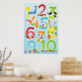 Helle und fröhliche Tiere unter der Meerestierzahl Poster (Küche)