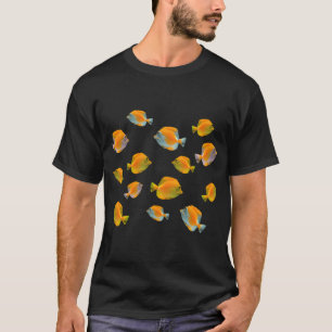 Helle und fröhliche tropisch gelbe Schmetterlings- T-Shirt