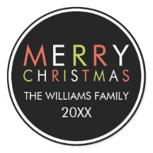 Helle und fröhliche Weihnachtsaufkleber - schwarz