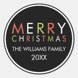 Helle und fröhliche Weihnachtsaufkleber - schwarz Runder Aufkleber